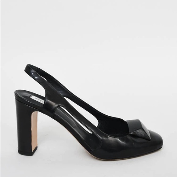 Max Mara - Black Leather Slingback Block Heels - Size 36 - Picture 2 of 4